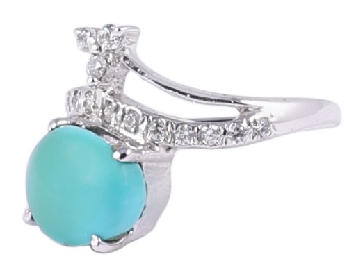 Artistic Turquoise and Cubic Zirconia Ring