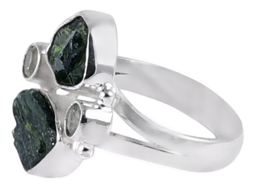 Rugged Precious Gemstone Ring with Sterling Silver