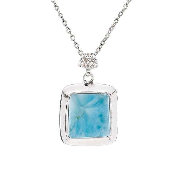 Square Amazonite Gemstone Pendant with Sterling Silver