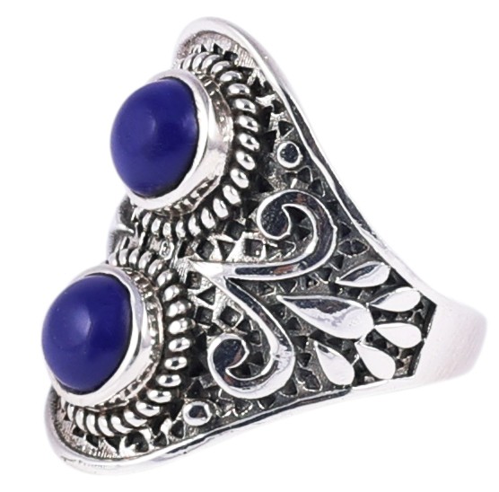 Designer Lapis Lazuli Ring with Sterling Silver