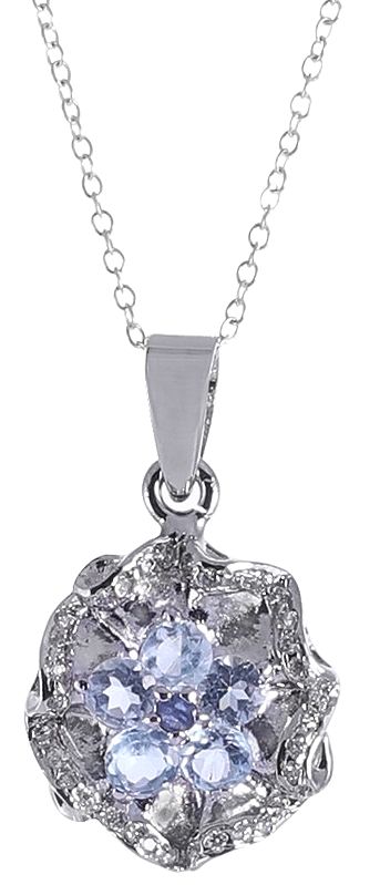 Sterling Silver Cubic Zirconia Pendant Studded with Gemstones