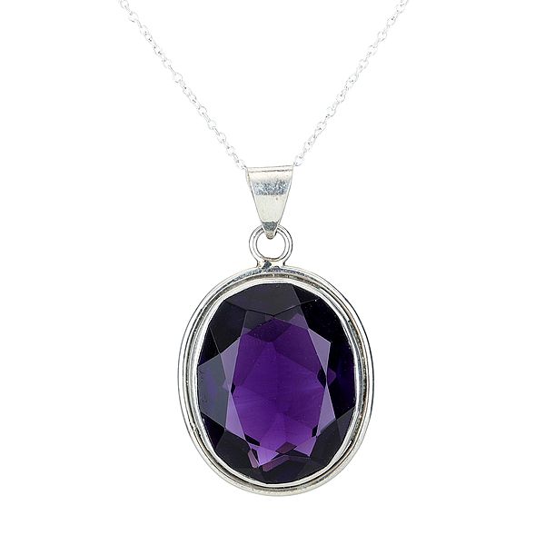 Sterling Silver Pendant with Faceted Purple Stone