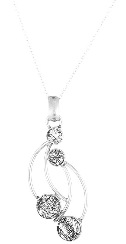 Sterling Silver Pendant with Round Rutilated Stone