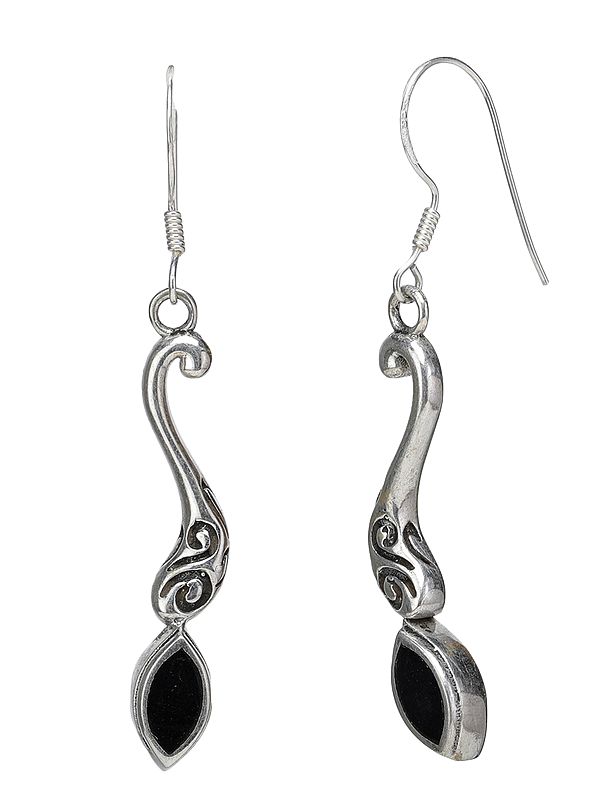 Sterling Silver Earrings Studded with Black Onyx