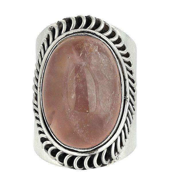 Rose Quartz Oval Shape Ring - Sterling Silver Jewelry