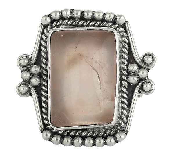Rose Quartz Ring in a Designer Sterling Silver Frame