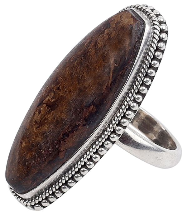 Long Agate Ring With Sterling Silver