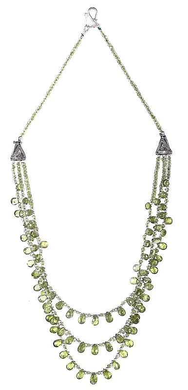 Faceted Peridot Stone Necklace with Sterling Silver