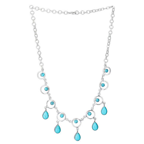 Elegant Sterling Silver Necklace with Turquoise Stones
