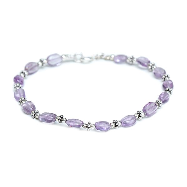 Sterling Silver Bracelet with Amethyst Beads