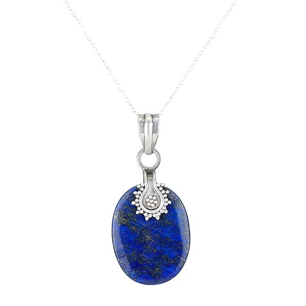 Lapis Lazuli Pendant with A Sterling Silver Design