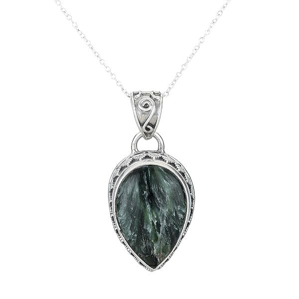 Designer Sterling Silver Pendant with Green Lace Agate Stone
