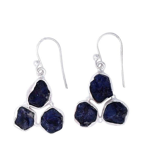 Sterling Silver Earrings with Precious Rugged Gemstone