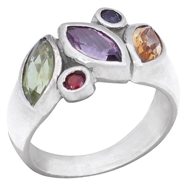 Tourmaline Studded Sterling Silver Ring