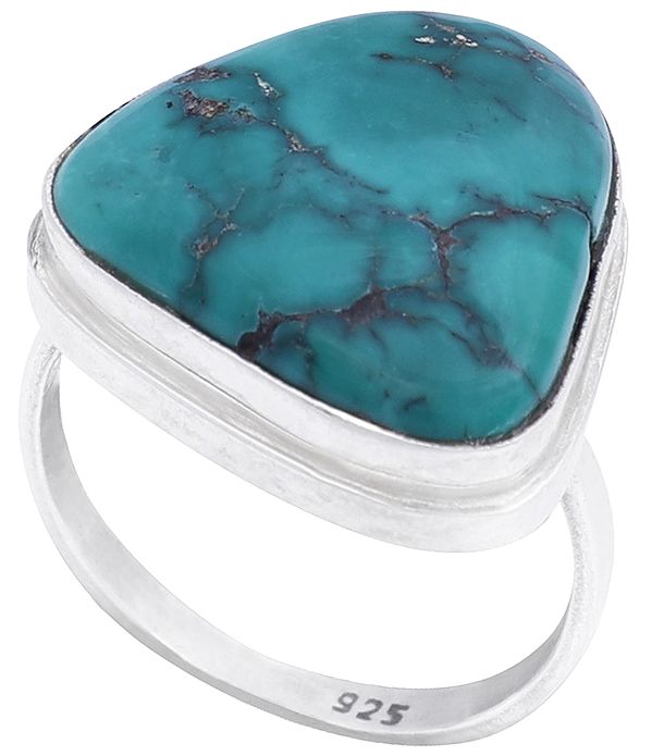 Smooth Greenish Turquoise Ring with Sterling Silver