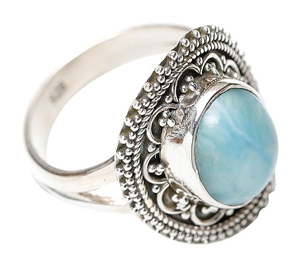 Designer Sterling Silver Ring Studded with Amazonite Stone