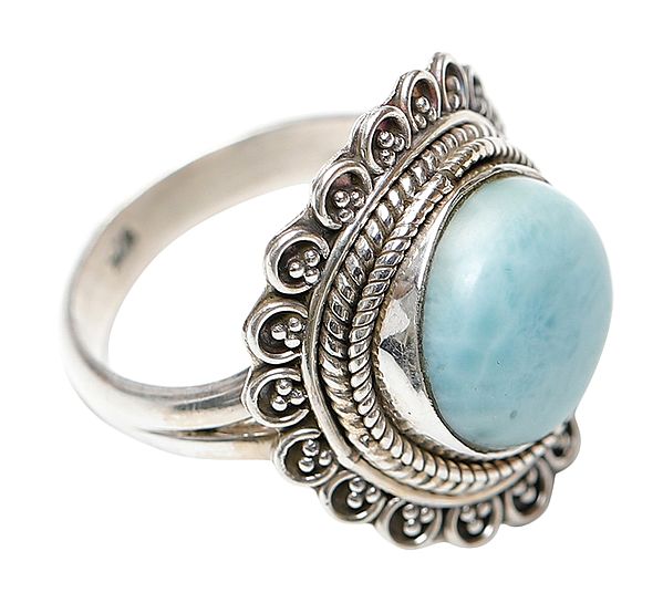 Amazonite Studded Designer Sterling Silver Ring
