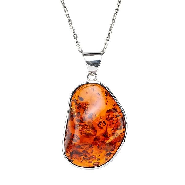 Amber Stone Studded in Sterling Silver Pendant