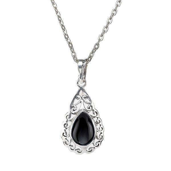 Sterling Silver Pendant with Drop Shaped Gemstone