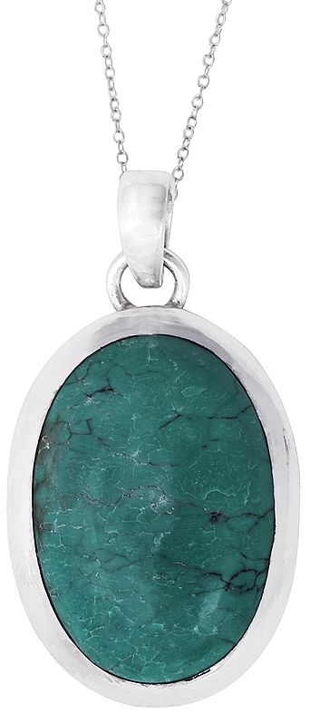 Sterling Silver Pendant with Greenish Turquoise Stone