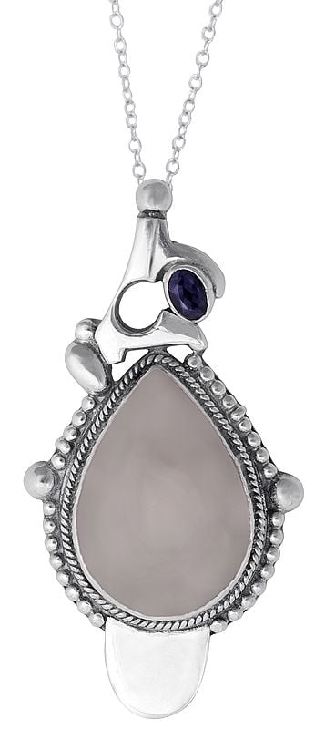 Sterling Silver Pendant with Pale Chalcedony and Iolite
