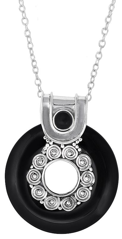 Sterling Silver Pendant with Black Onxy Stone