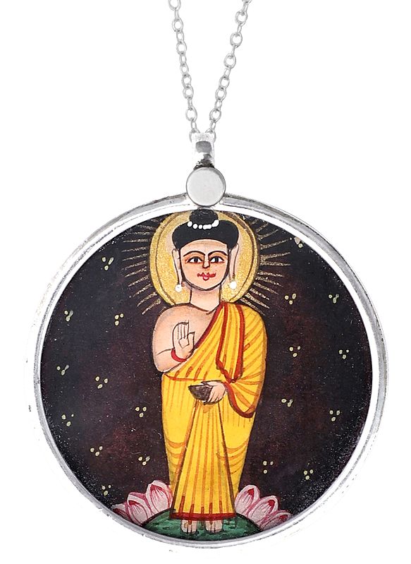 Blessing Lord Buddha Image in Sterling Silver Pendant