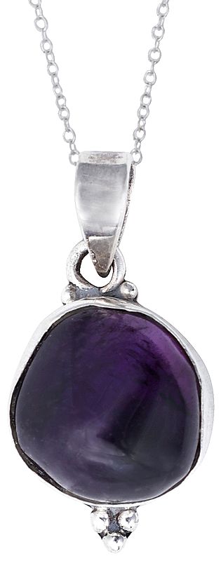 Small Amethyst Stone Studded in Sterling Silver Pendant