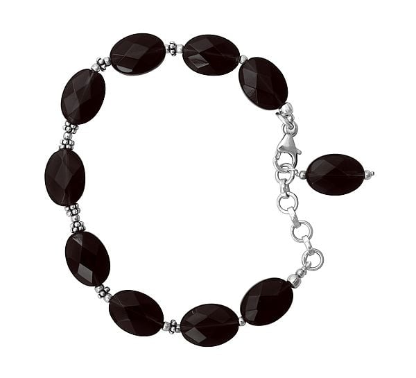Sterling Silver Bracelet with Faceted Smoky Quartz Stone