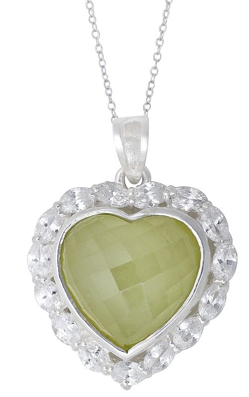Sterling Silver Heart Shaped Cubic Zirconia Pendant