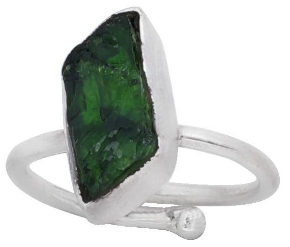 Rugged Precious Gemstone Studded Sterling Silver Ring (Adjustable)