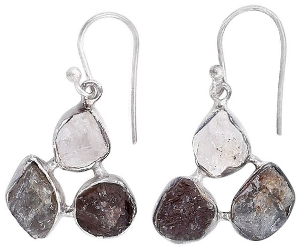 Rugged Gemstone Earrings Made in Sterling Silver