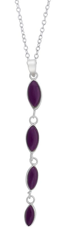 Purple Stone Studded Sterling Silver Pendant