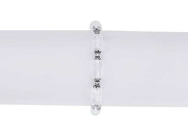 Sterling Silver Attractive Bracelet with Faceted Crystal Stones