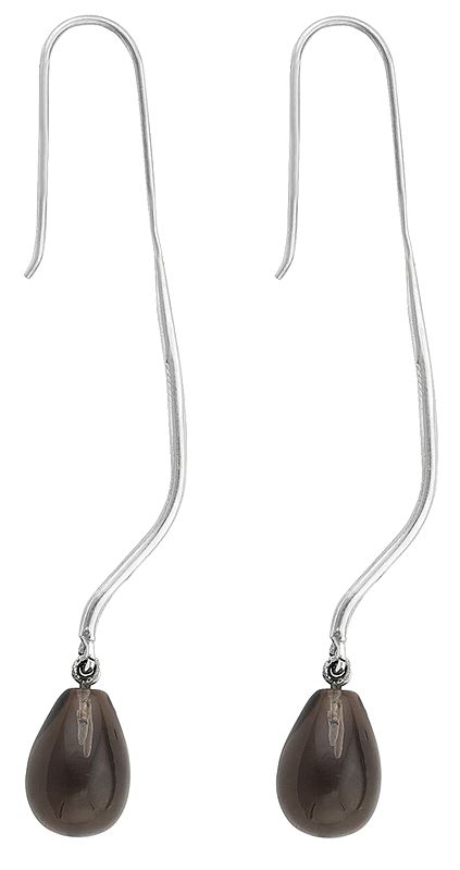 Drop Shaped Smoky Quartz Earrings Made in Sterling Silver
