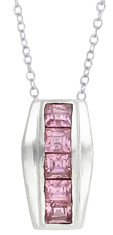 Faceted Small Rose Quartz Stones Studded Sterling Silver Pendant