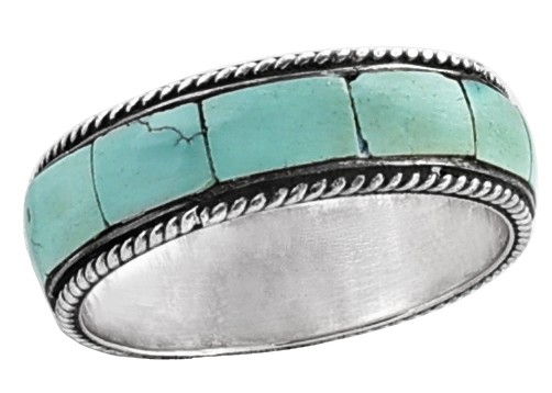 Turquoise Inlay Stone Ring Made in Sterling Silver