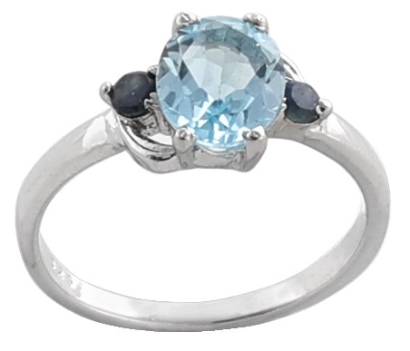 Superfine Blue Topaz with Iolite Stone Ring Made in Sterling Silver