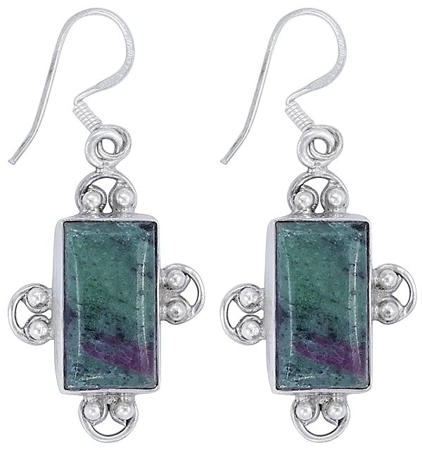Sterling Silver Earrings Studded with Gemstone