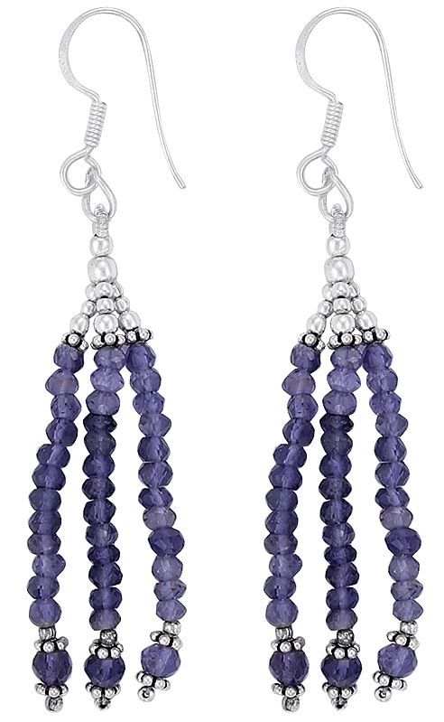 Sterling Silver Earrings with Iolite Bead Dangles