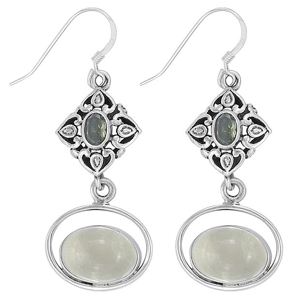 Sterling Silver Earrings with Gemstone Dangle