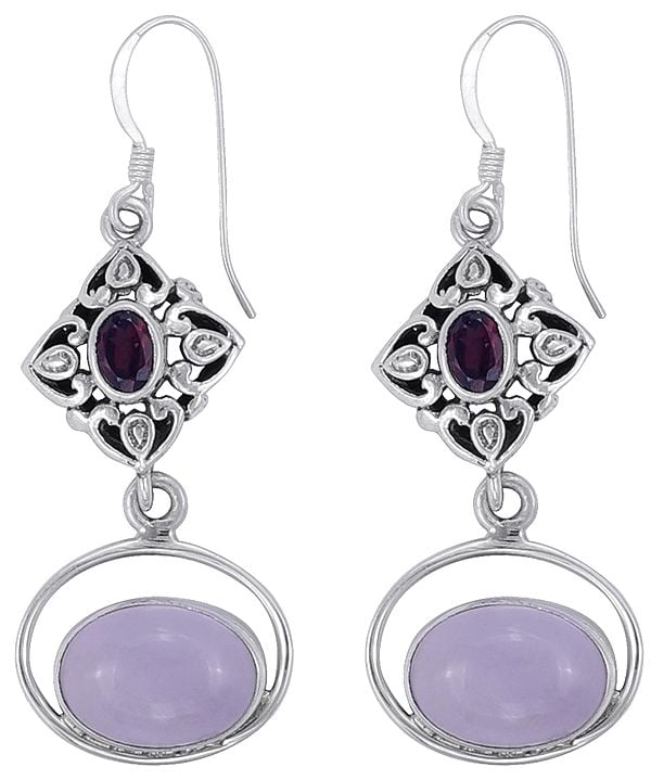 Sterling Silver Earrings with Gemstone Dangle