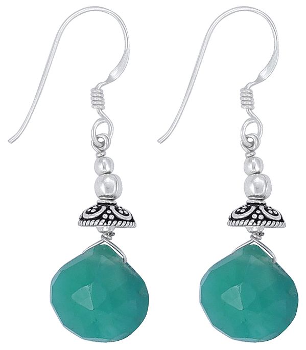 Beautiful Faceted Green Onyx Earrings Made in Sterling Silver