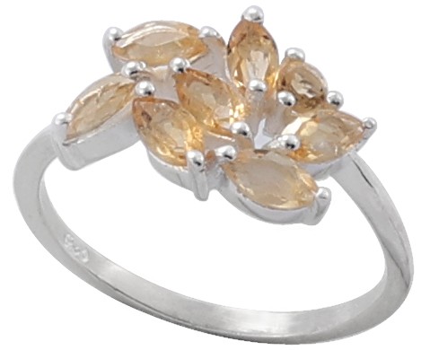 Superfine Leafy Designer Ring with Citrine Stones