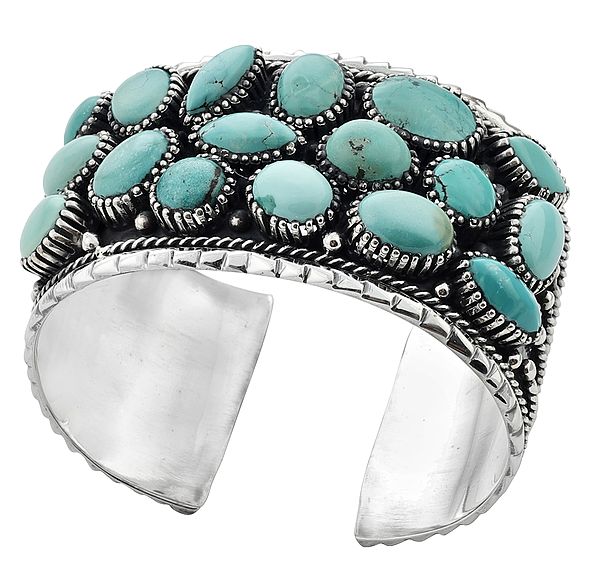 Turquoise Studded Sterling Silver Bracelet