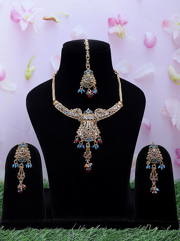 Multi Stone Fashion Necklace | Indian Gemstone Jewelry