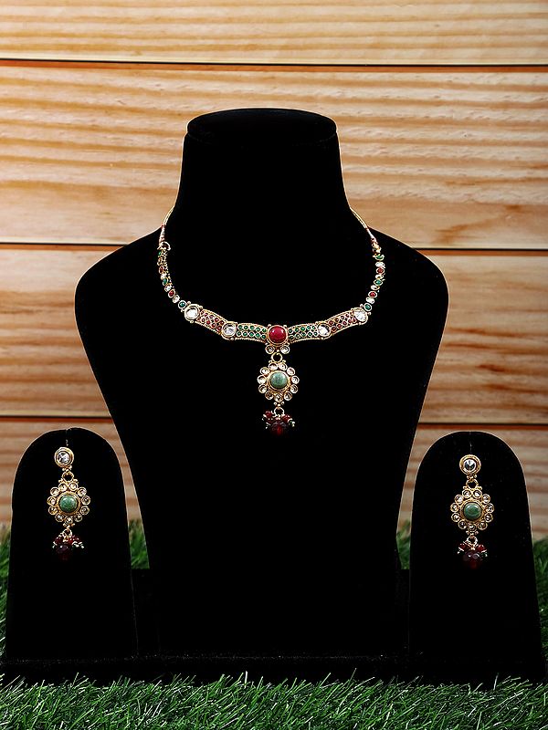 Multi Stone Fashion Necklace | Indian Fashion Jewelry