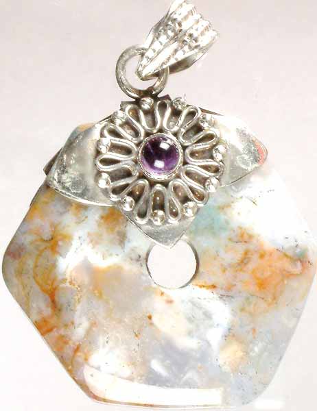 Agate Pentagon with Amethyst