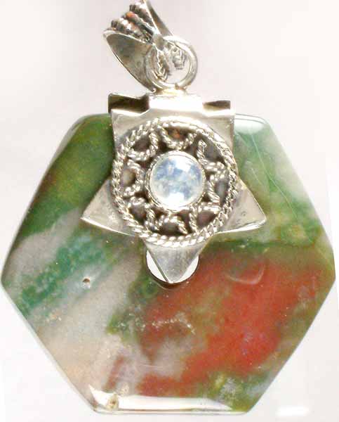 Agate Pentagon with Moonstone