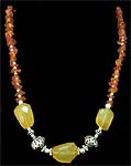 Amber Necklace with Yellow Chalcedony